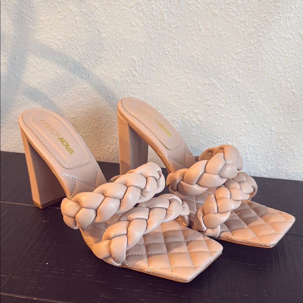 Fashion Nova Nude Braided Heels